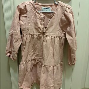 Old Navy Pink Long-Sleeve Tiered Cotton Dress